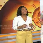 Sheinelle’s yellow wide-leg pants on Today Sheinelle’s yellow wide-leg pants on Today