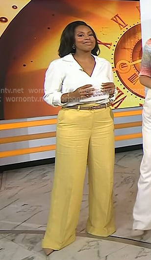 Sheinelle's yellow wide-leg pants on Today