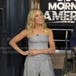 Sheryl Crow’s grey strapless top and wide-leg pants on Good Morning America