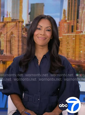 Shirleen’s navy puff sleeve shirtdress on Good Morning America