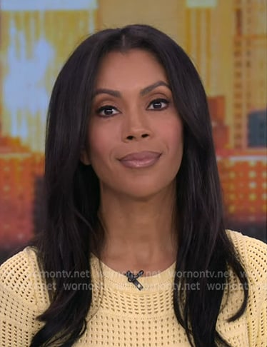 Shirleen’s yellow open knit dress on Good Morning America