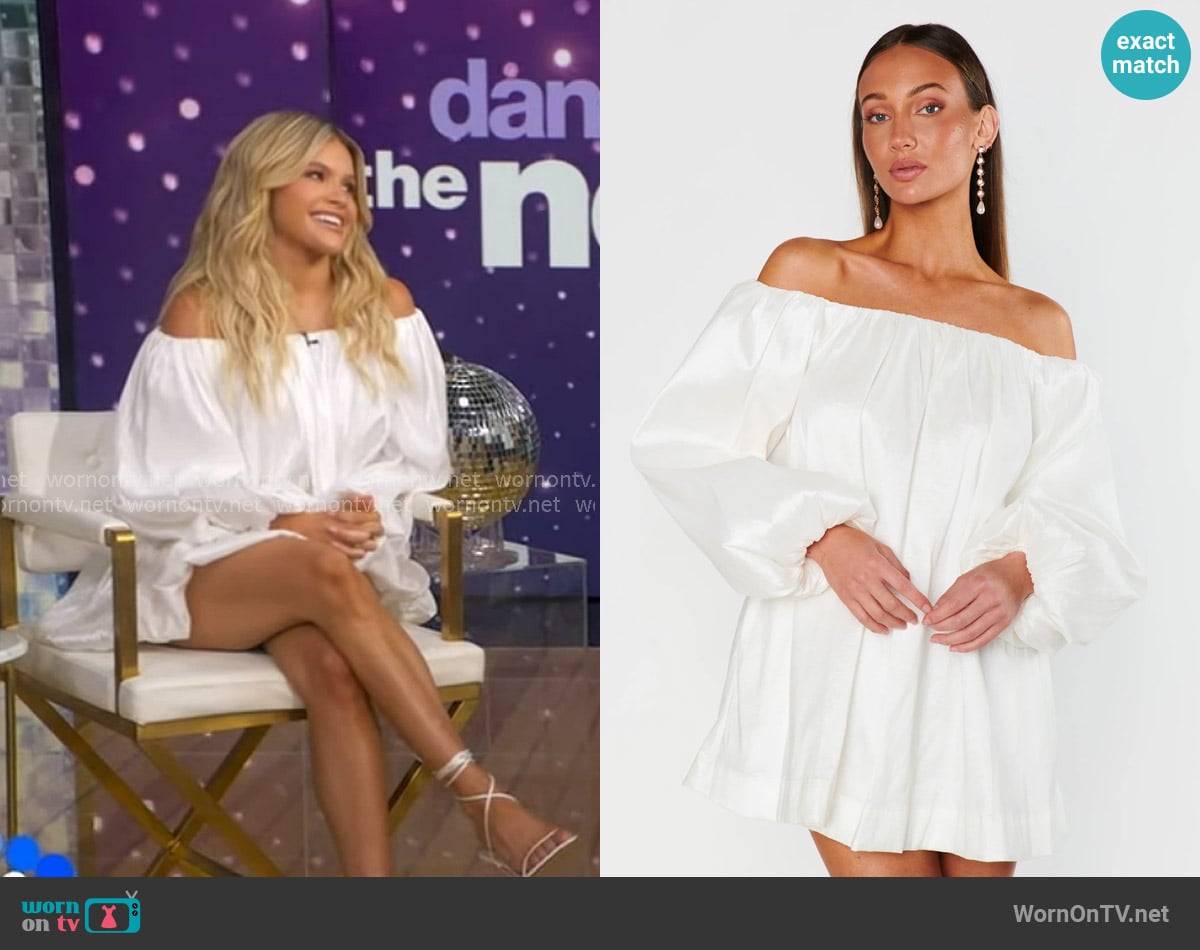 Show Me Your Mumu Brenna Mini Dress in White Taffeta worn by Witney Carson on Good Morning America Show Me Your Mumu Brenna Mini Dress in White Taffeta worn by Witney Carson on Good Morning America