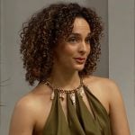 Simone’s olive green top with shells on The Bold and the Beautiful Simone’s olive green top with shells on The Bold and the Beautiful