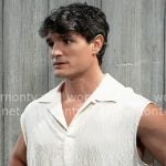 Simon’s white sleeveless textured shirt on General Hospital Simon’s white sleeveless textured shirt on General Hospital
