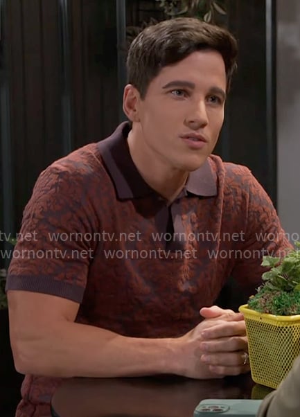Smitty’s burgundy damask polo shirt on Beyond the Gates Smitty’s burgundy damask polo shirt on Beyond the Gates