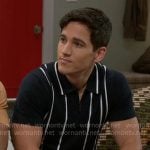 Smitty’s navy vertical stripe polo shirt on Beyond the Gates