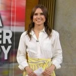Sophie Flay’s yellow striped belted dress on Good Morning America