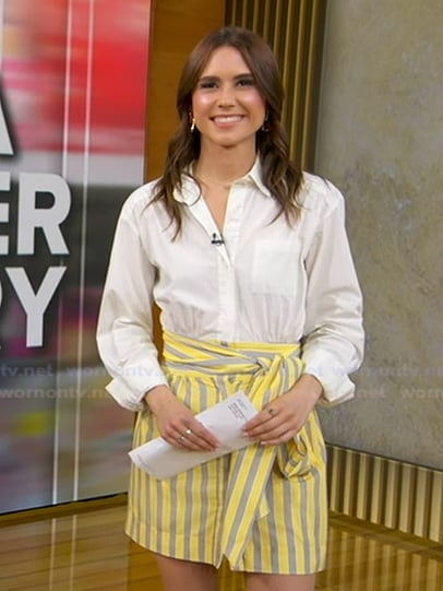 Sophie Flay's yellow striped belted dress on Good Morning America