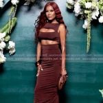 Stacey’s brown cutouts dress on The Real Housewives Ultimate Girls Trip Stacey’s brown cutouts dress on The Real Housewives Ultimate Girls Trip