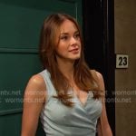 Stephanie’s light blue sleeveless wrap dress on Days of our Lives Stephanie’s light blue sleeveless wrap dress on Days of our Lives