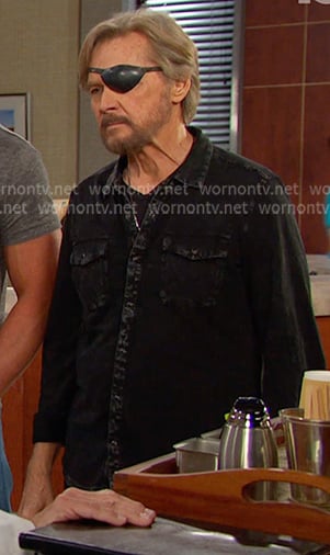 Steve’s black washed button down shirt on Days of our Lives