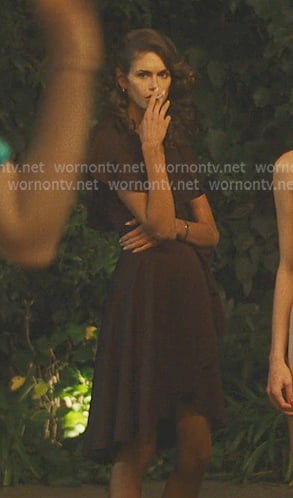 Susan's brown ruffle high-low dress on The Shards