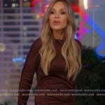 Tamra's brown drape dress on The Real Housewives of Orange County Tamra's brown drape dress on The Real Housewives of Orange County