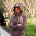 Tamra’s brown leggings and jacket on The Real Housewives of Orange County Tamra’s brown leggings and jacket on The Real Housewives of Orange County