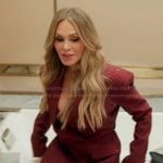 Tamra’s maroon rhinestone embellished dress on The Real Housewives of Orange County Tamra’s maroon rhinestone embellished dress on The Real Housewives of Orange County