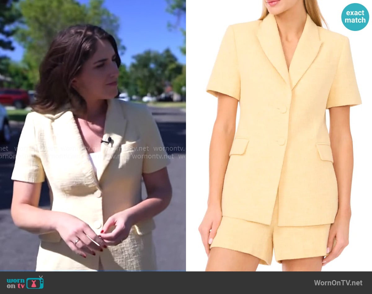 Ted Baker Eugenia Short Sleeve Tweed Jacket in Creamed Corn worn by Liz Kreutz on Today
