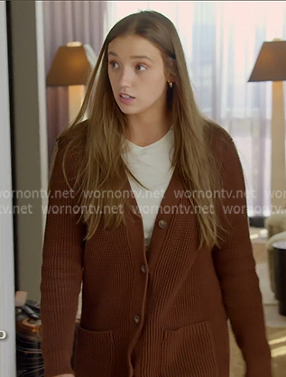 Tegan’s brown waffle cardigan on The McBee Dynasty Real American Cowboys Tegan’s brown waffle cardigan on The McBee Dynasty Real American Cowboys