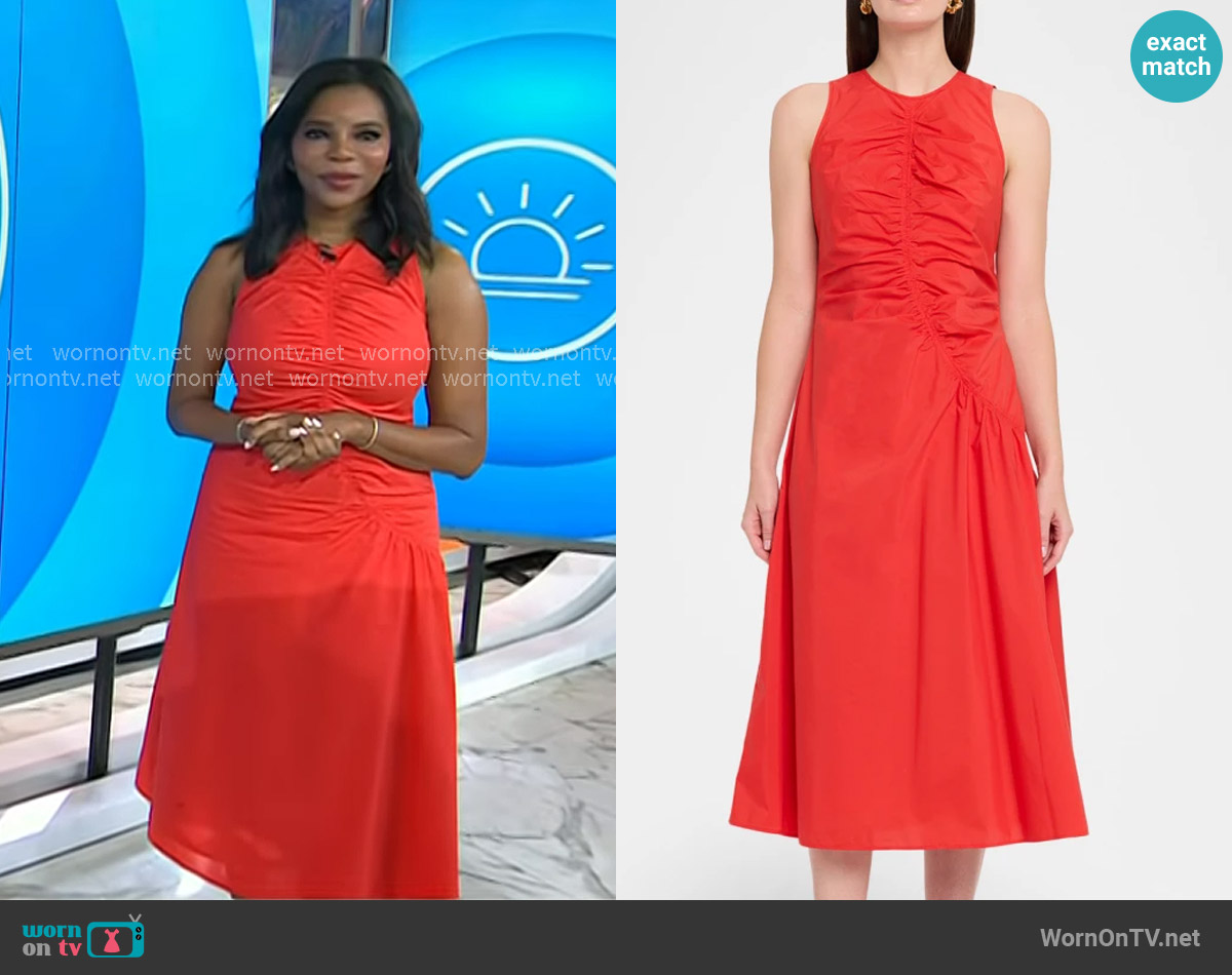 Theory Ruched Tank Dress in Poppy worn by Dr. Michelle Henry on Today