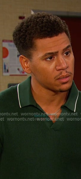 Theo’s green polo sweater on Days of our Lives Theo’s green polo sweater on Days of our Lives
