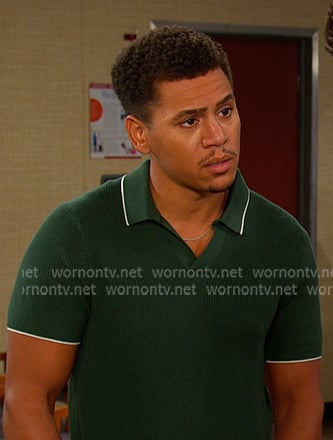 Theo's green polo sweater on Days of our Lives