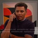 The’s navy ringer tee on Days of our Lives The’s navy ringer tee on Days of our Lives