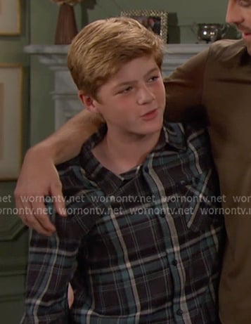 Thomas's grey plaid shirt on Days of our Lives