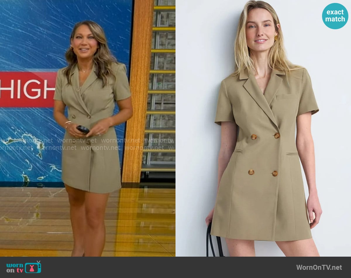 Toccin Double Breasted Blazer Mini Dress worn by Ginger Zee on Good Morning America