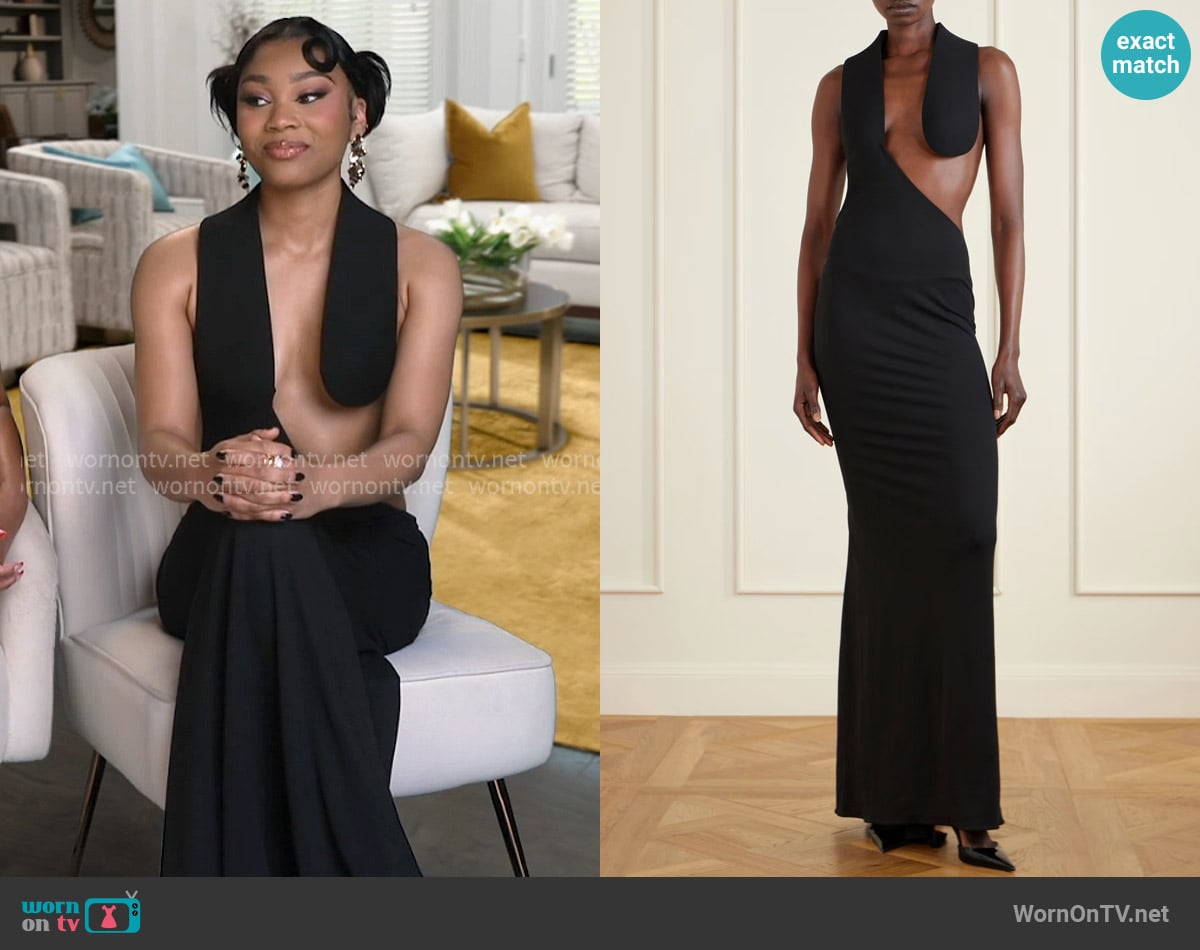 Tom Ford Asymmetric open-back jersey gown worn by Ahmauri on The Real Housewives of Atlanta Tom Ford Asymmetric open-back jersey gown worn by Ahmauri on The Real Housewives of Atlanta