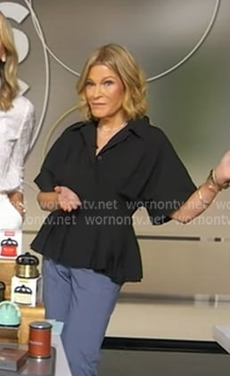 Tory’s black peplum shirt on Good Morning America Tory’s black peplum shirt on Good Morning America