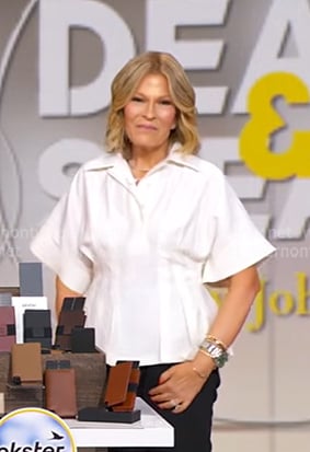 Tory’s white pleated peplum shirt on Good Morning America Tory’s white pleated peplum shirt on Good Morning America