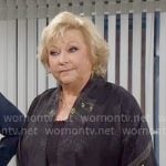Traci's black feather print kimono on The Young and the Restless Traci's black feather print kimono on The Young and the Restless