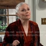 Traci’s red v-neck top and floral jacket on General Hospital Traci’s red v-neck top and floral jacket on General Hospital