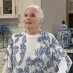Tracy’s blue leaf print tie top on General Hospital