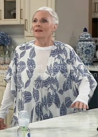 Tracy’s blue leaf print tie top on General Hospital Tracy’s blue leaf print tie top on General Hospital