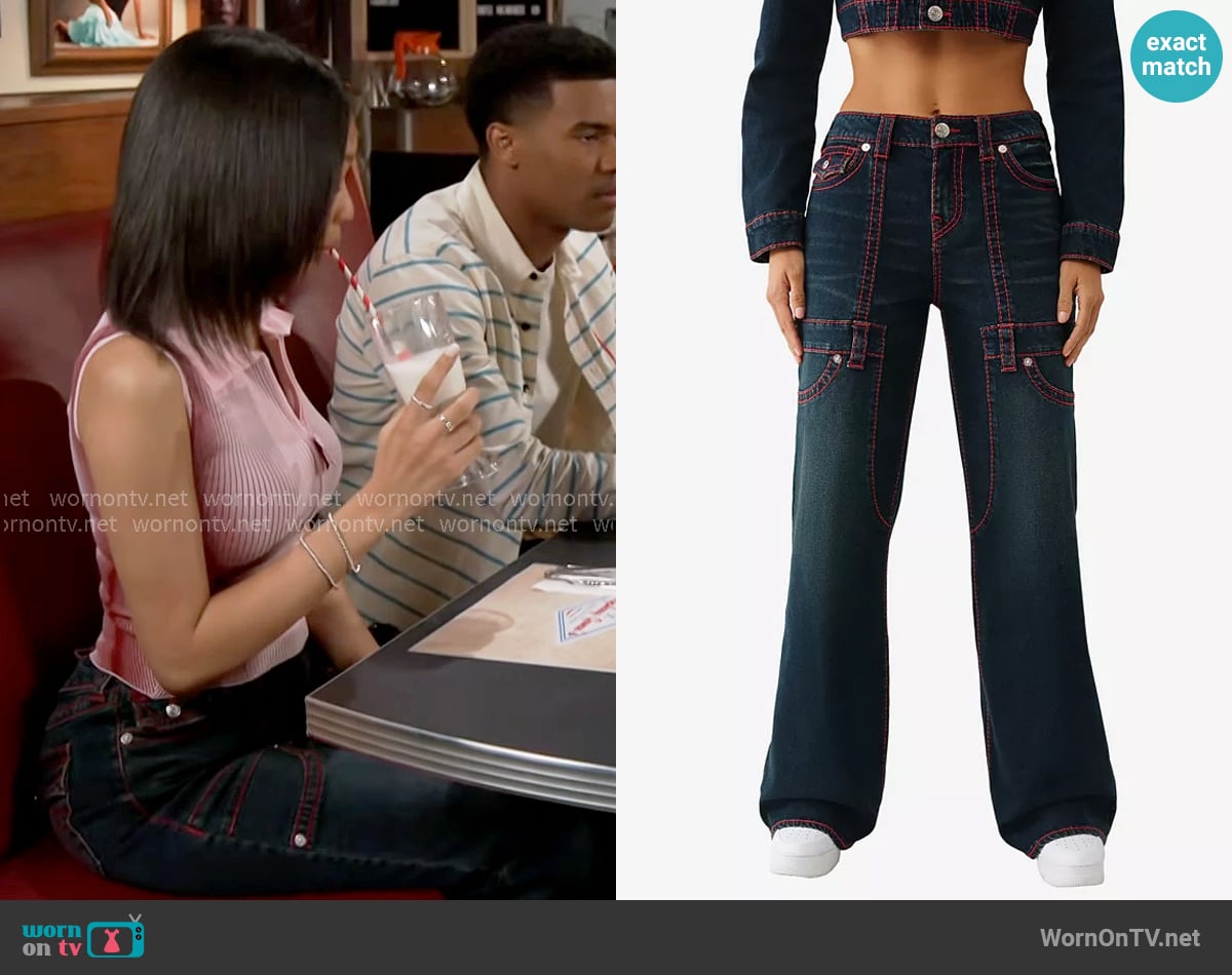 True Religion Bobbi Big T Baggy Carpenter Jeans worn by Jessica Harris (Camryn Jade) on Beyond the Gates