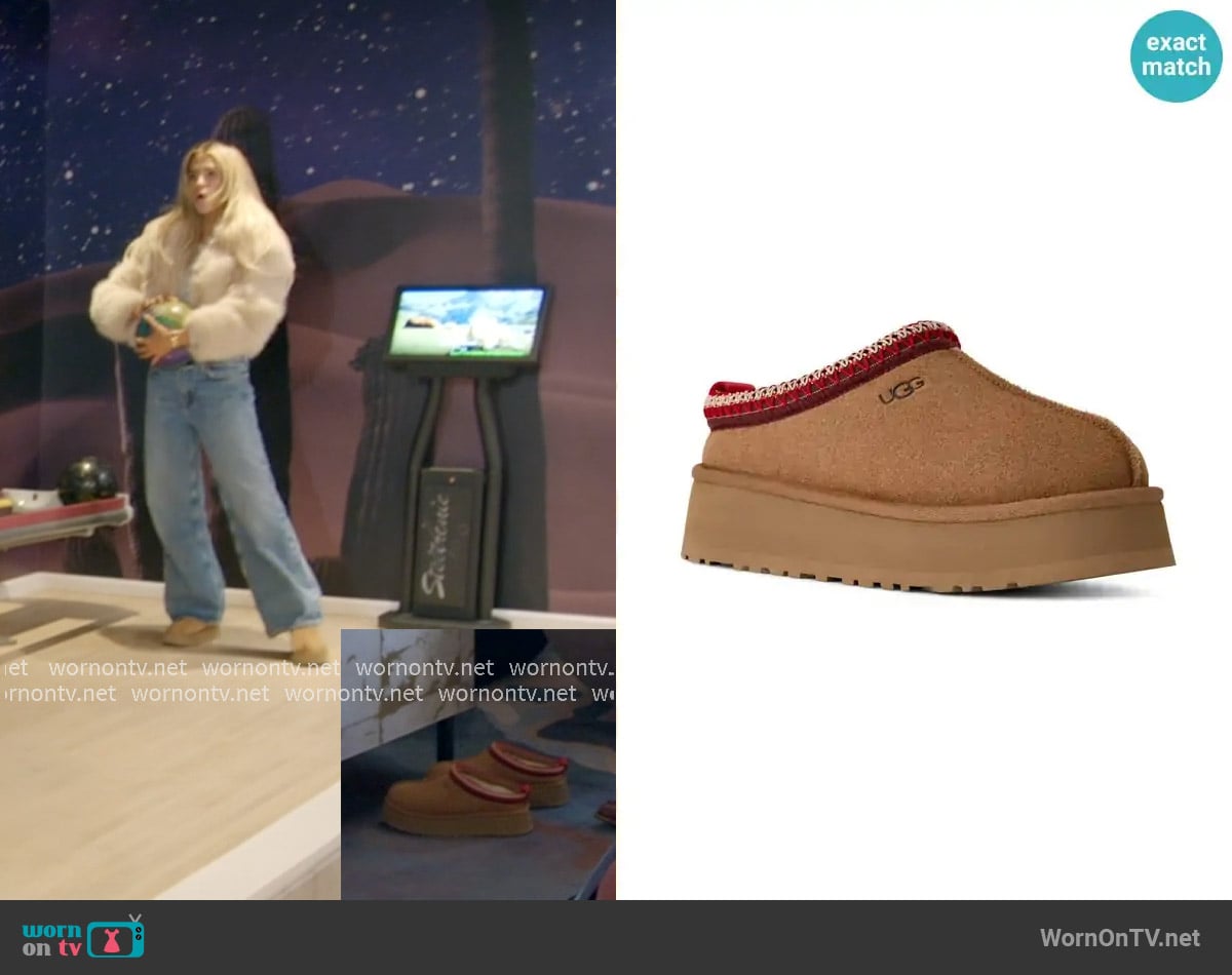 Ugg Tazz II Genuine Shearling Lined Platform Slipper worn by Allie Eklund on The McBee Dynasty Real American Cowboys