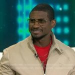 Usher’s beige zip jacket and pants on Today