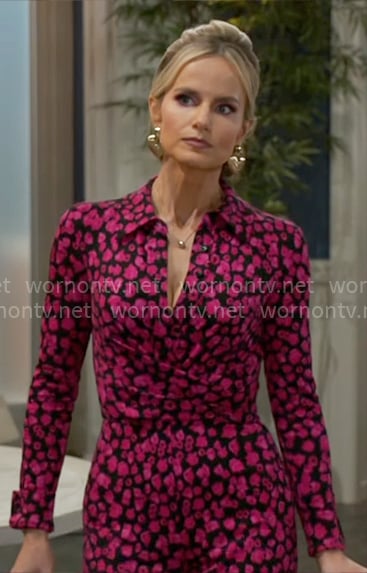 Vanessa’s pink floral jumpsuit on Beyond the Gates Vanessa’s pink floral jumpsuit on Beyond the Gates