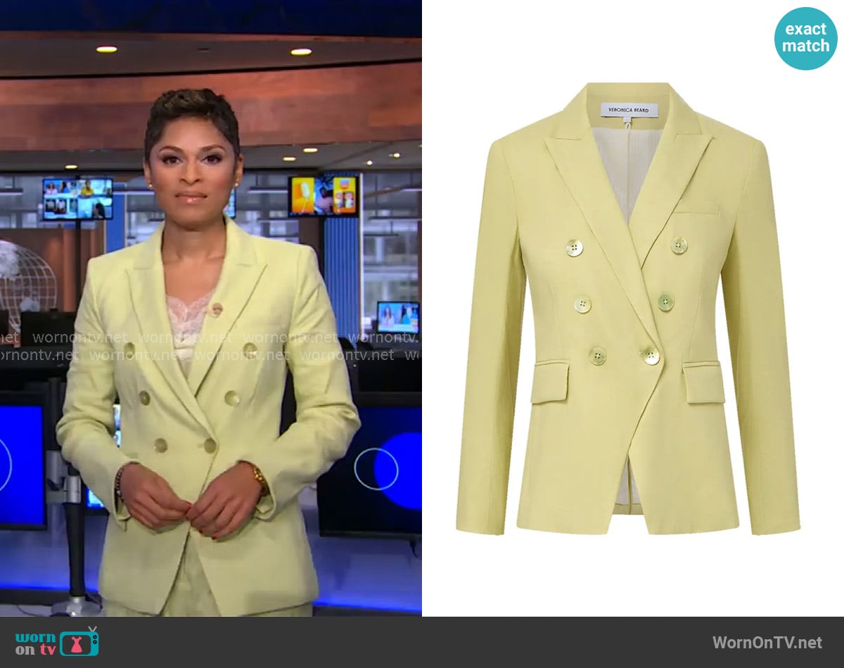 Veronica beard Miller Dickey Jacket in Pistachio worn by Jericka Duncan on CBS Evening News Veronica beard Miller Dickey Jacket in Pistachio worn by Jericka Duncan on CBS Evening News