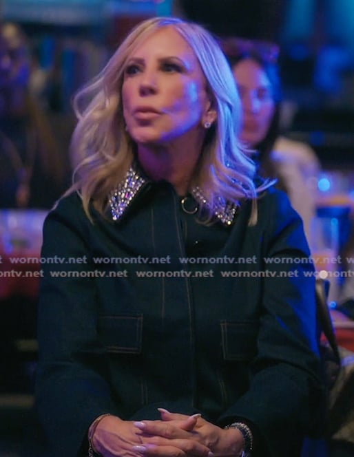 Vicki’s denim embellished collar jacket on The Real Housewives Ultimate Girls Trip Vicki’s denim embellished collar jacket on The Real Housewives Ultimate Girls Trip
