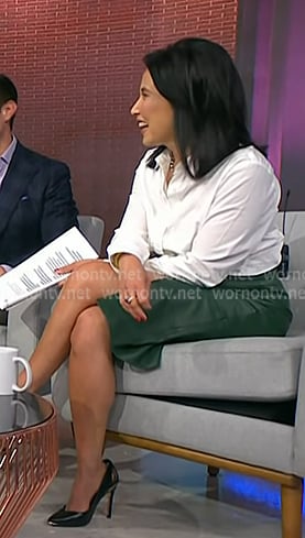 Vicky's black cutout heel pumps on NBC News Daily