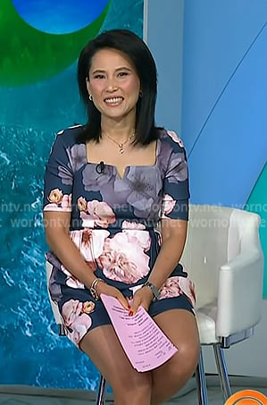 Vicky's blue floral elbow sleeve dress on Today
