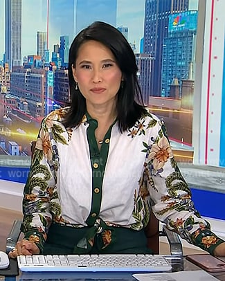 Vicky’s floral print button down shirt on NBC News Daily