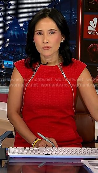Vicky’s red textured zipper dress on NBC News Daily