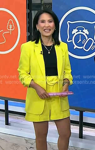 Vicky’s yellow blazer and belted shorts on Today Vicky’s yellow blazer and belted shorts on Today