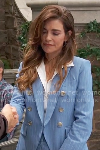 Victoria’s blue pinstripe suit on The Young and the Restless Victoria’s blue pinstripe suit on The Young and the Restless