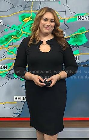 Violeta Yas's black o-ring cutout dress on NBC News Daily