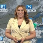 Violeta’s yellow short sleeve blazer and wide-leg pants on NBC News Daily Violeta’s yellow short sleeve blazer and wide-leg pants on NBC News Daily