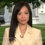 Weijia Jiang’s beige short-sleeve blazer on CBS Mornings Weijia Jiang’s beige short-sleeve blazer on CBS Mornings