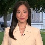 Weijia Jiang’s beige short-sleeve blazer on CBS Mornings